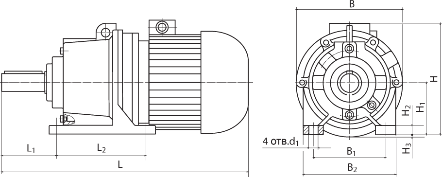 3МП 40 планетарный мотор-редуктор размеры