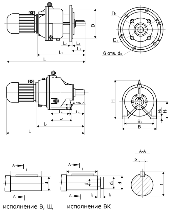 МПО1М - 10 мотор-редуктор размеры
