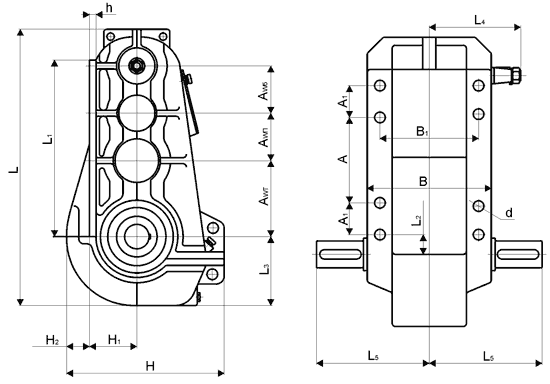 ВКУ 610 редуктор цилиндрический размеры
